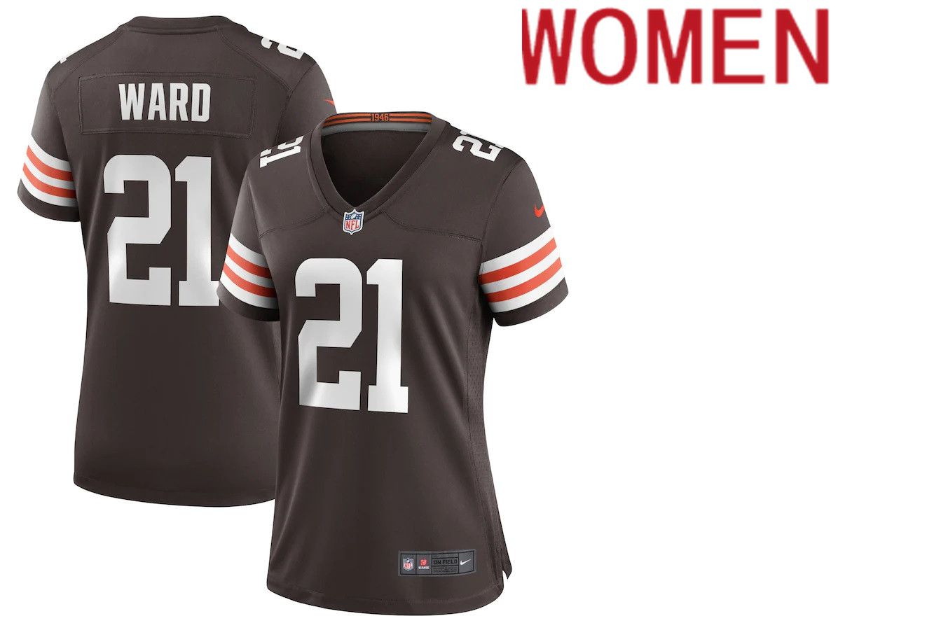 Women Cleveland Browns 21 Denzel Ward Nike Brown Player Game NFL Jersey